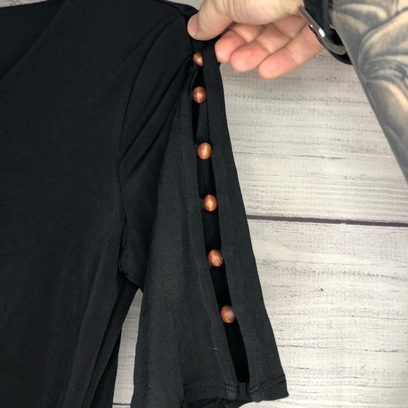 NWT JM Collection Black Tie-Front Top Sz XS - Picture 4 of 8